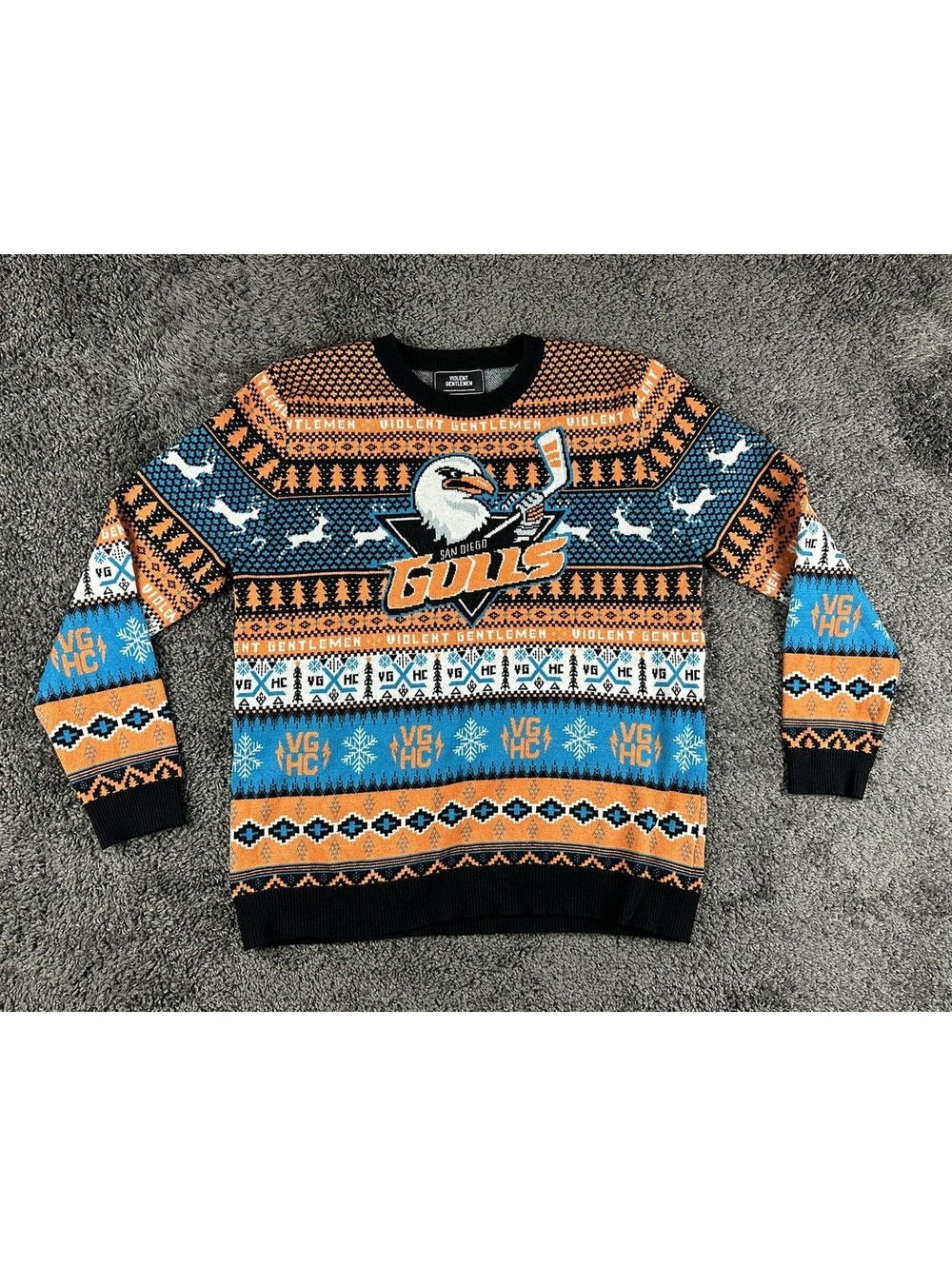 Violent Gentlemen San Diego Gulls Ugly Christmas Sweater Mens Size M AHL Hockey